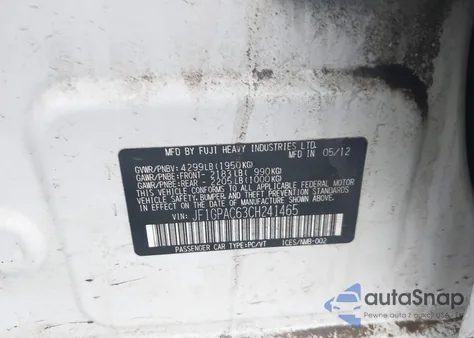 2012 Subaru Impreza 2.0I Premium из США, поврежденный, VIN JF1GPAC63CH241465